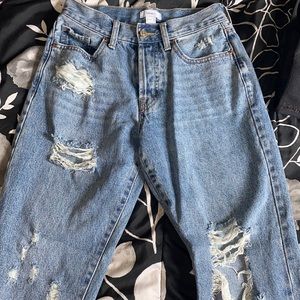 forever 21 blue ripped mom jeans